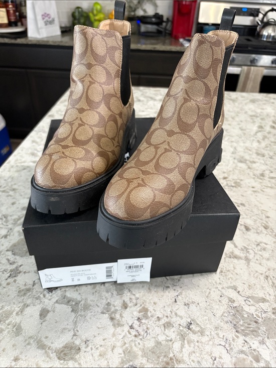 Coach Shoes - Coach Brown Signature Chelsea Lug Sole Booties